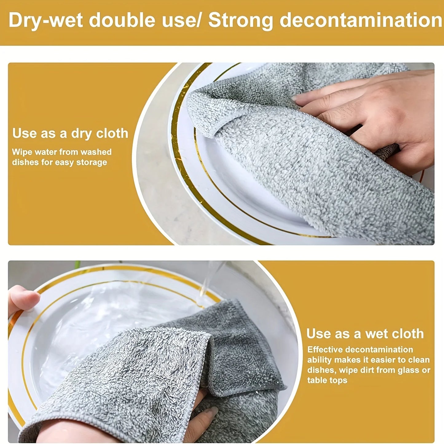 10 Pcs High-Quality Microfiber Cloths, 9.8 Inch, for Deep Cleaning Kitchen, Polishing Cars, Drying Dishes, Streak-Free Finish