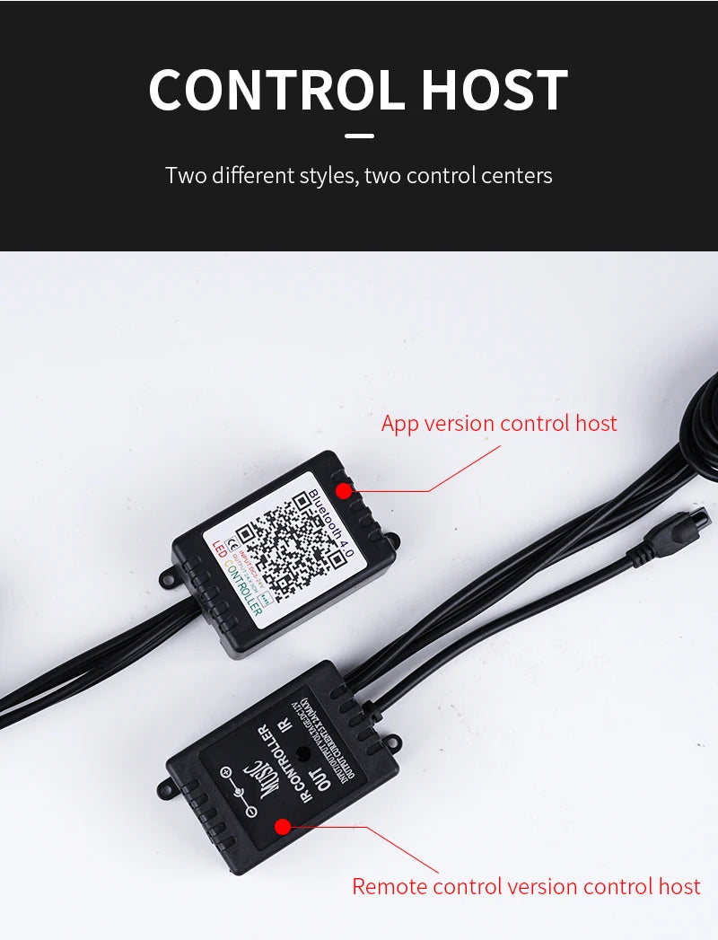 RGB LED Car Ambient Light Strip Kit – App &amp; Remote Music Sync Interior Lighting
