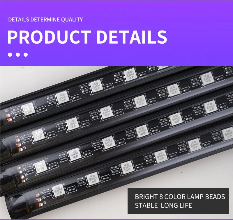 RGB LED Car Ambient Light Strip Kit – App &amp; Remote Music Sync Interior Lighting