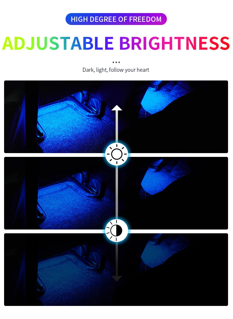 RGB LED Car Ambient Light Strip Kit – App &amp; Remote Music Sync Interior Lighting