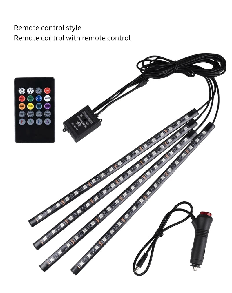 RGB LED Car Ambient Light Strip Kit – App &amp; Remote Music Sync Interior Lighting