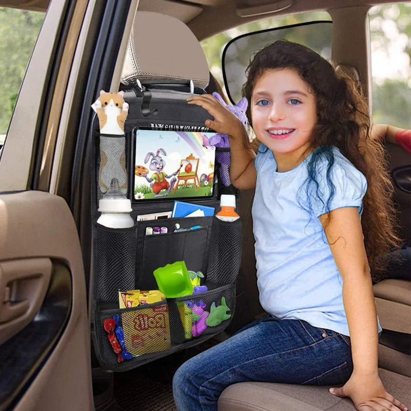 Seat Back Organizer with Tablet Holder and Storage Pockets
