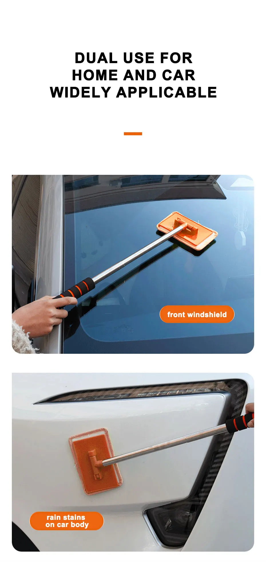 SEA-METAL Windshield Cleaning Brush Extendable Glass Defogger Dust Remover