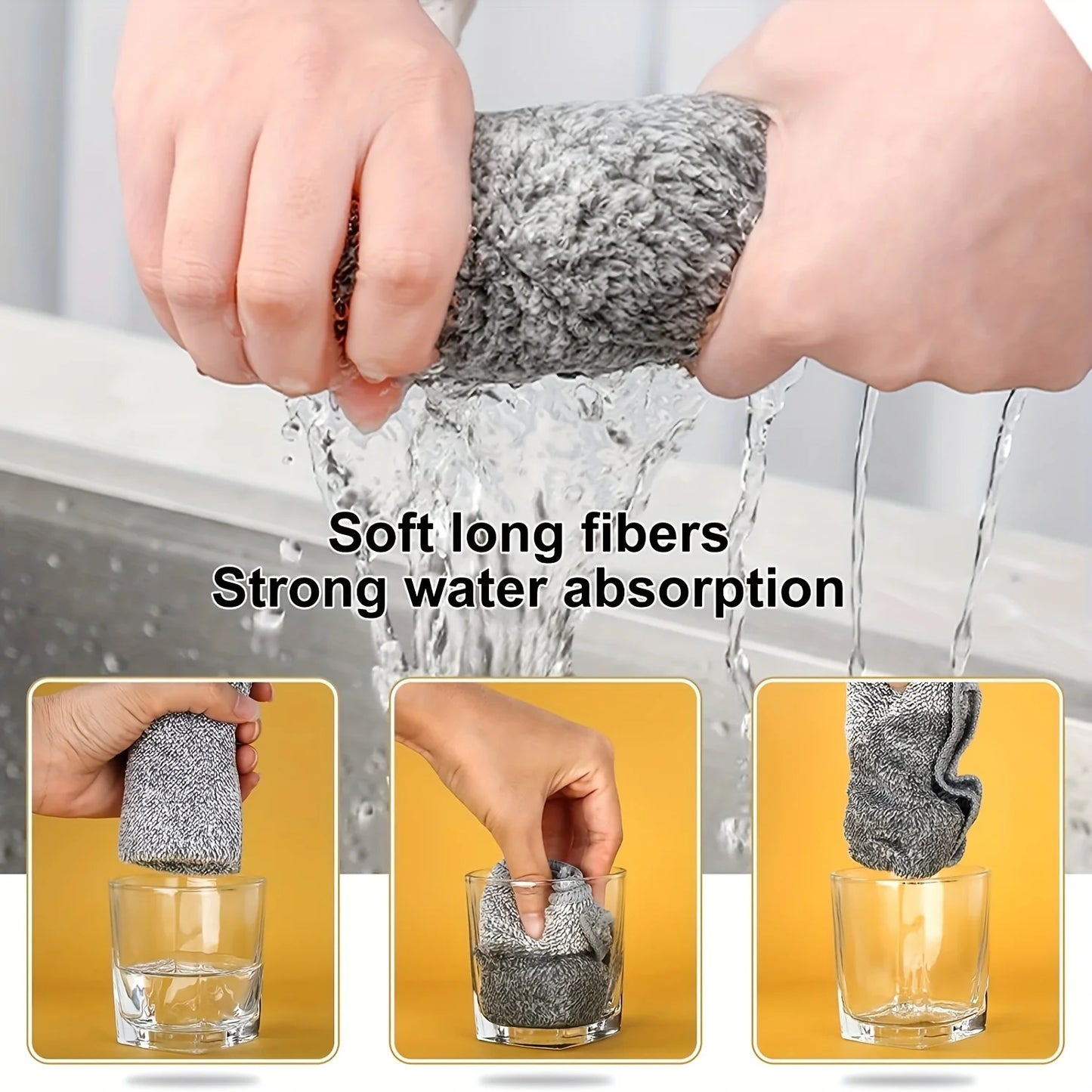 10 Pcs High-Quality Microfiber Cloths, 9.8 Inch, for Deep Cleaning Kitchen, Polishing Cars, Drying Dishes, Streak-Free Finish