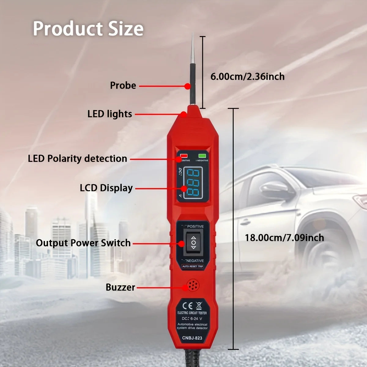 Pro Automotive Circuit Master - 3.5-36V Multifunctional Drive Tester with Digital Display, Short Circuit Detector