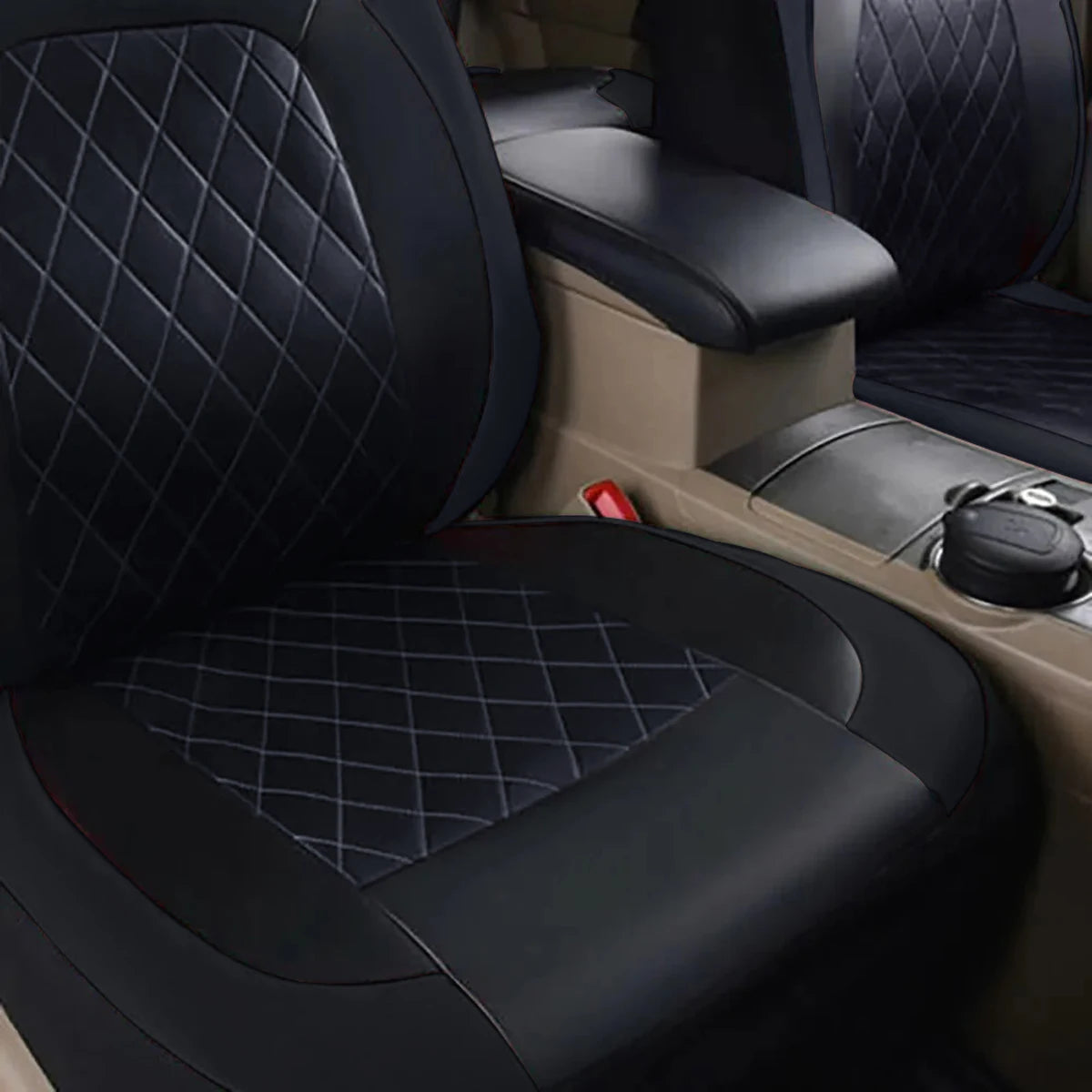 All-Season PU Leather Car Seat Cover Waterproof Universal Fit Sedan SUV Truck Full Protection