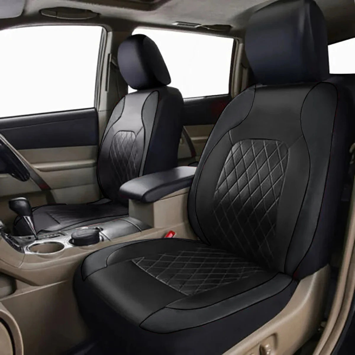 All-Season PU Leather Car Seat Cover Waterproof Universal Fit Sedan SUV Truck Full Protection