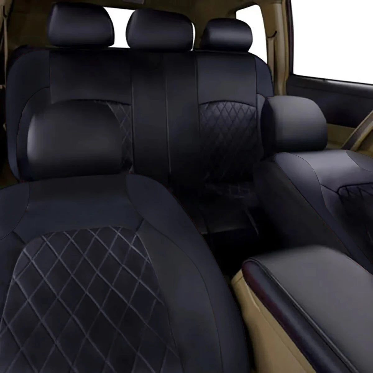 All-Season PU Leather Car Seat Cover Waterproof Universal Fit Sedan SUV Truck Full Protection