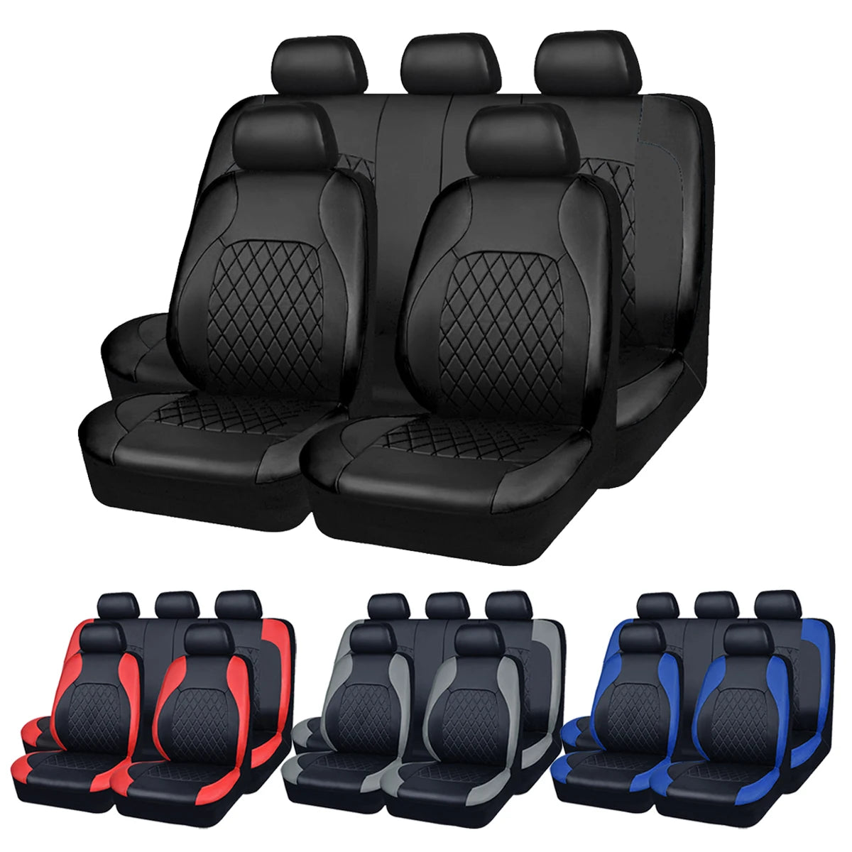 All-Season PU Leather Car Seat Cover Waterproof Universal Fit Sedan SUV Truck Full Protection