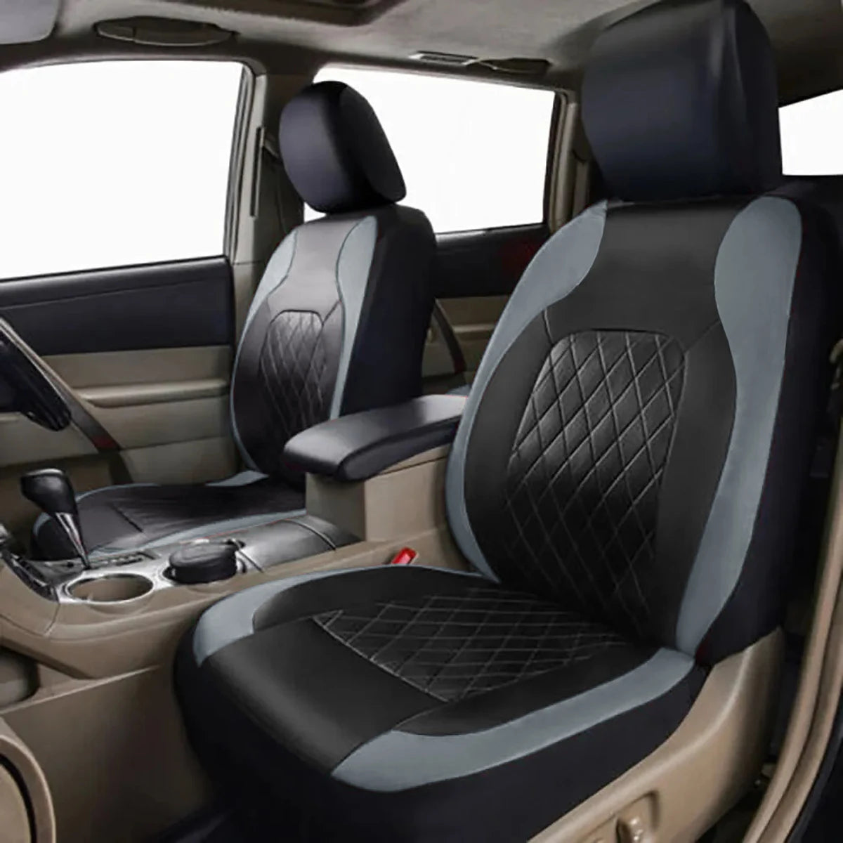 All-Season PU Leather Car Seat Cover Waterproof Universal Fit Sedan SUV Truck Full Protection