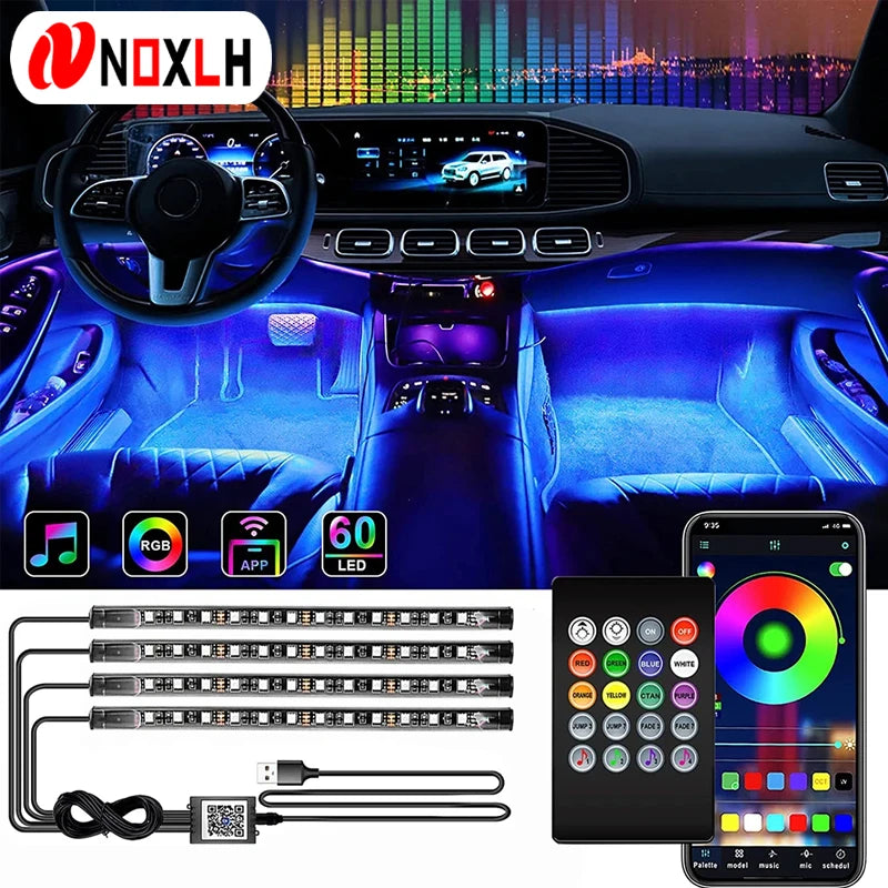 RGB LED Car Ambient Light Strip Kit – App &amp; Remote Music Sync Interior Lighting