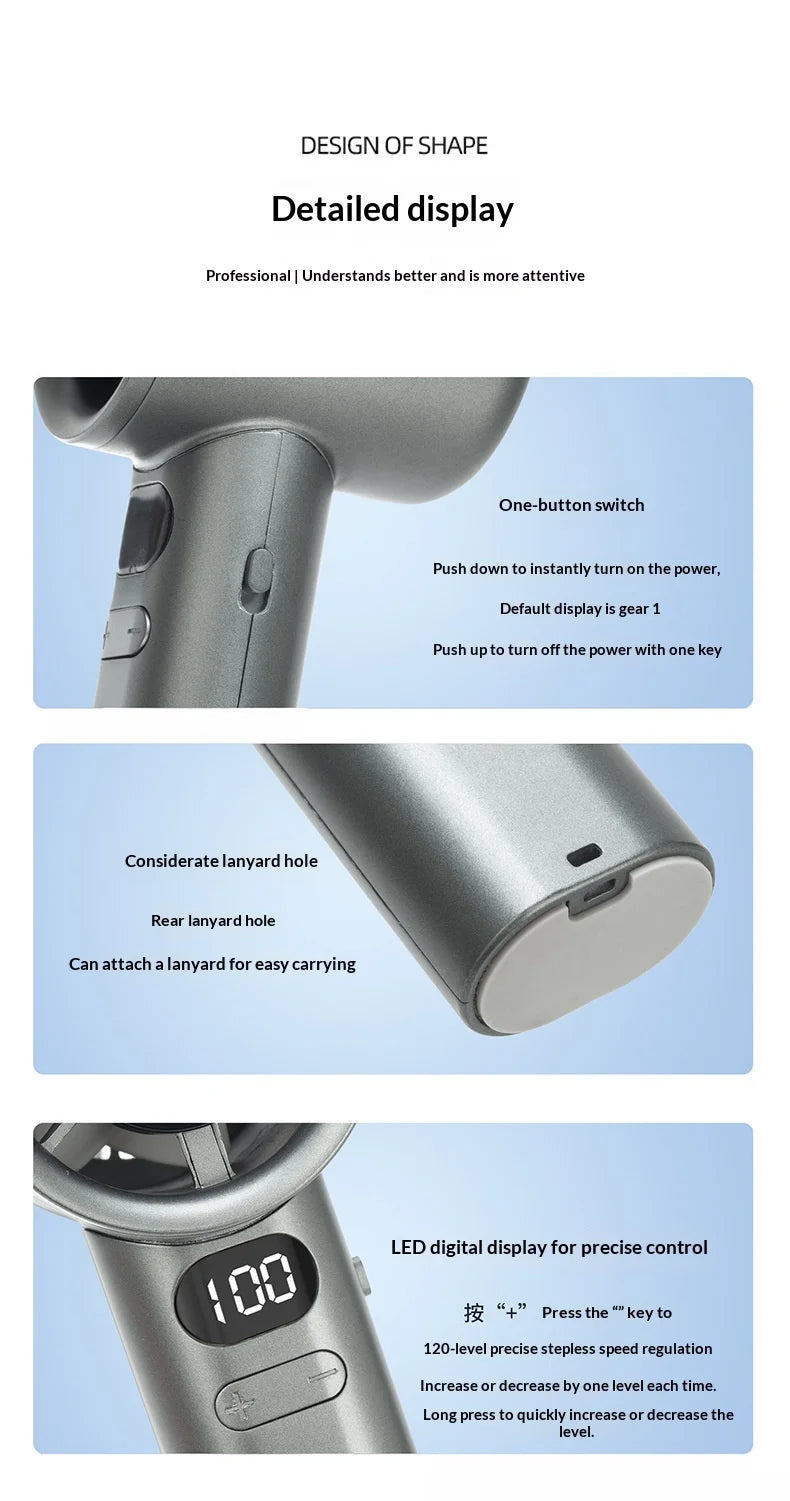 High-Speed USB Handheld Fan Rechargeable Mini Cooling Device