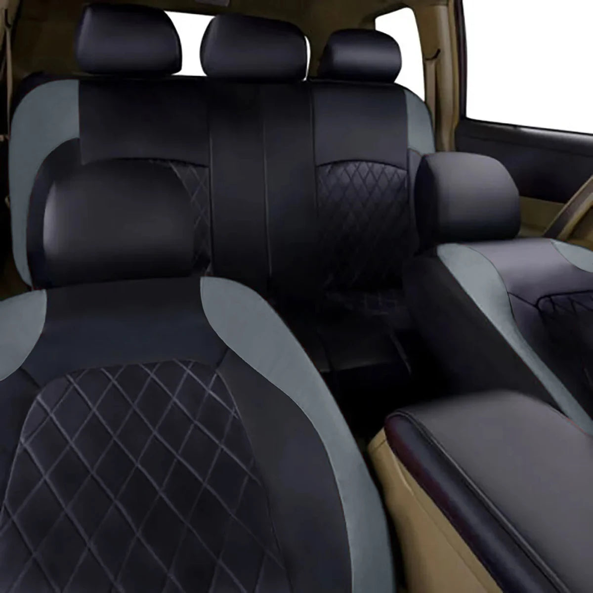 All-Season PU Leather Car Seat Cover Waterproof Universal Fit Sedan SUV Truck Full Protection