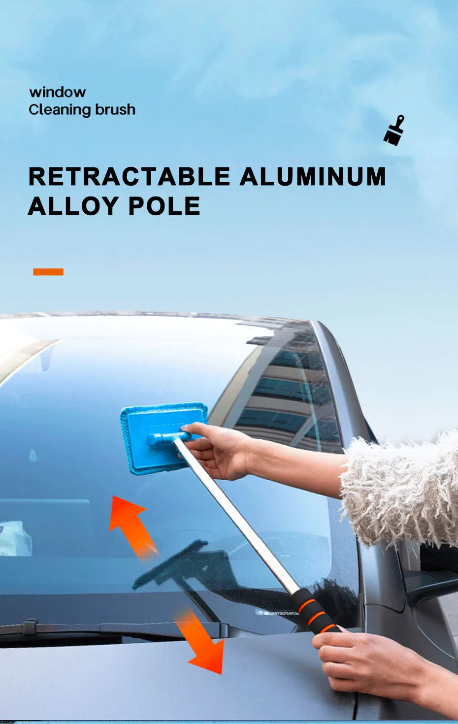 SEA-METAL Windshield Cleaning Brush Extendable Glass Defogger Dust Remover