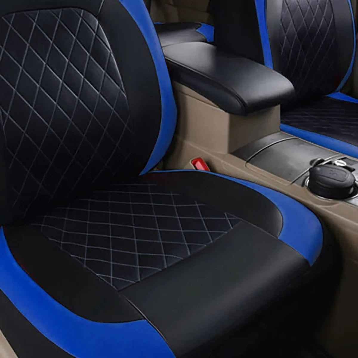 All-Season PU Leather Car Seat Cover Waterproof Universal Fit Sedan SUV Truck Full Protection