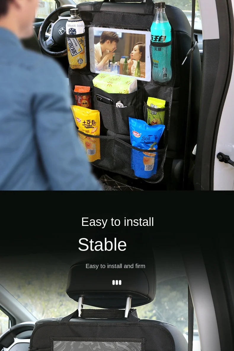 Seat Back Organizer with Tablet Holder and Storage Pockets