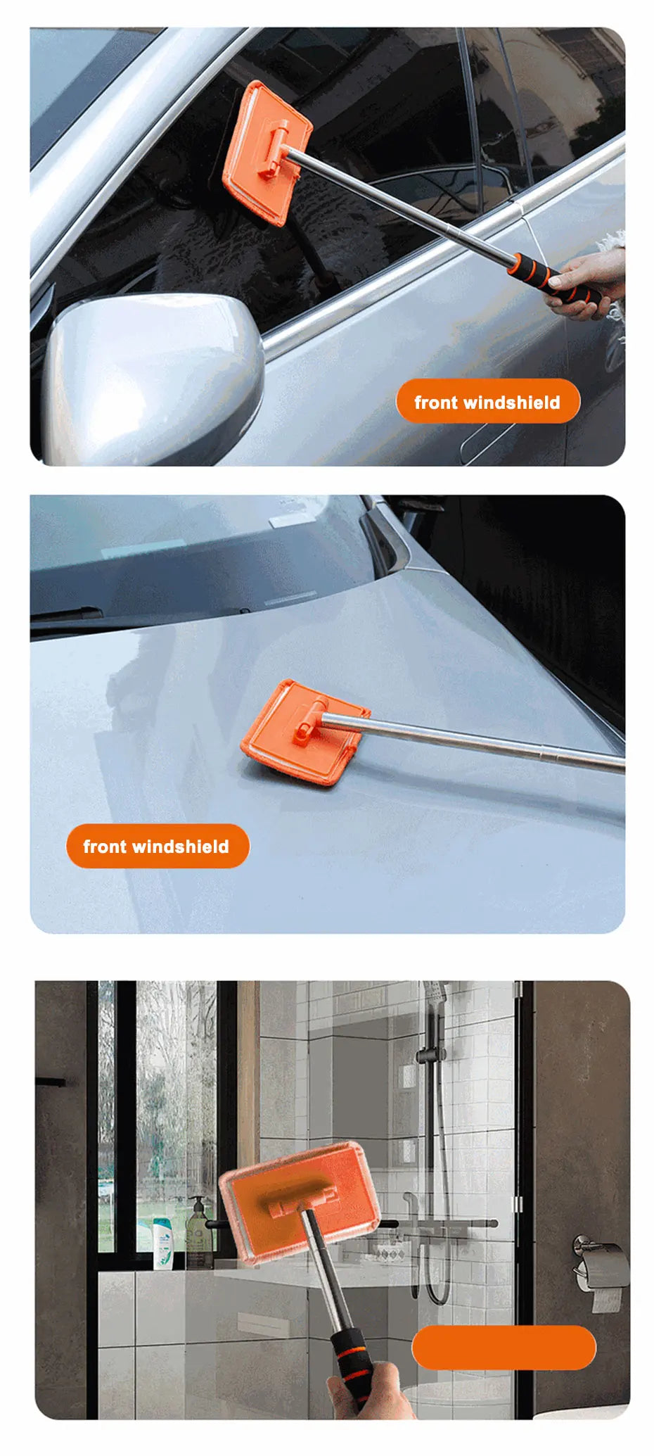 SEA-METAL Windshield Cleaning Brush Extendable Glass Defogger Dust Remover