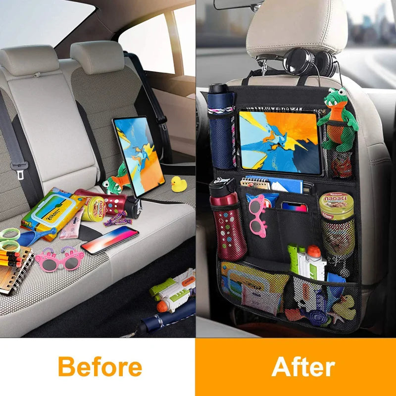 Seat Back Organizer with Tablet Holder and Storage Pockets