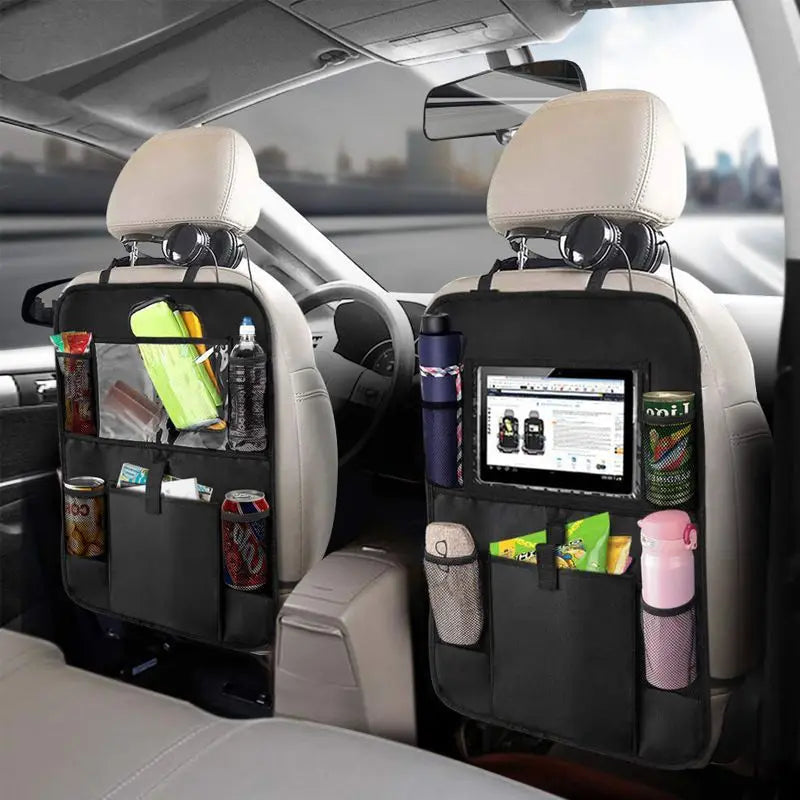 Seat Back Organizer with Tablet Holder and Storage Pockets
