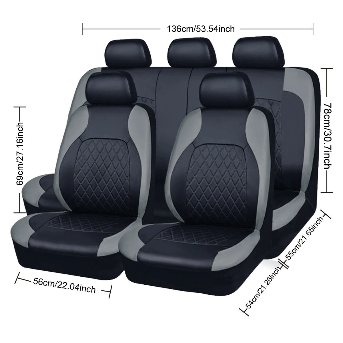 All-Season PU Leather Car Seat Cover Waterproof Universal Fit Sedan SUV Truck Full Protection