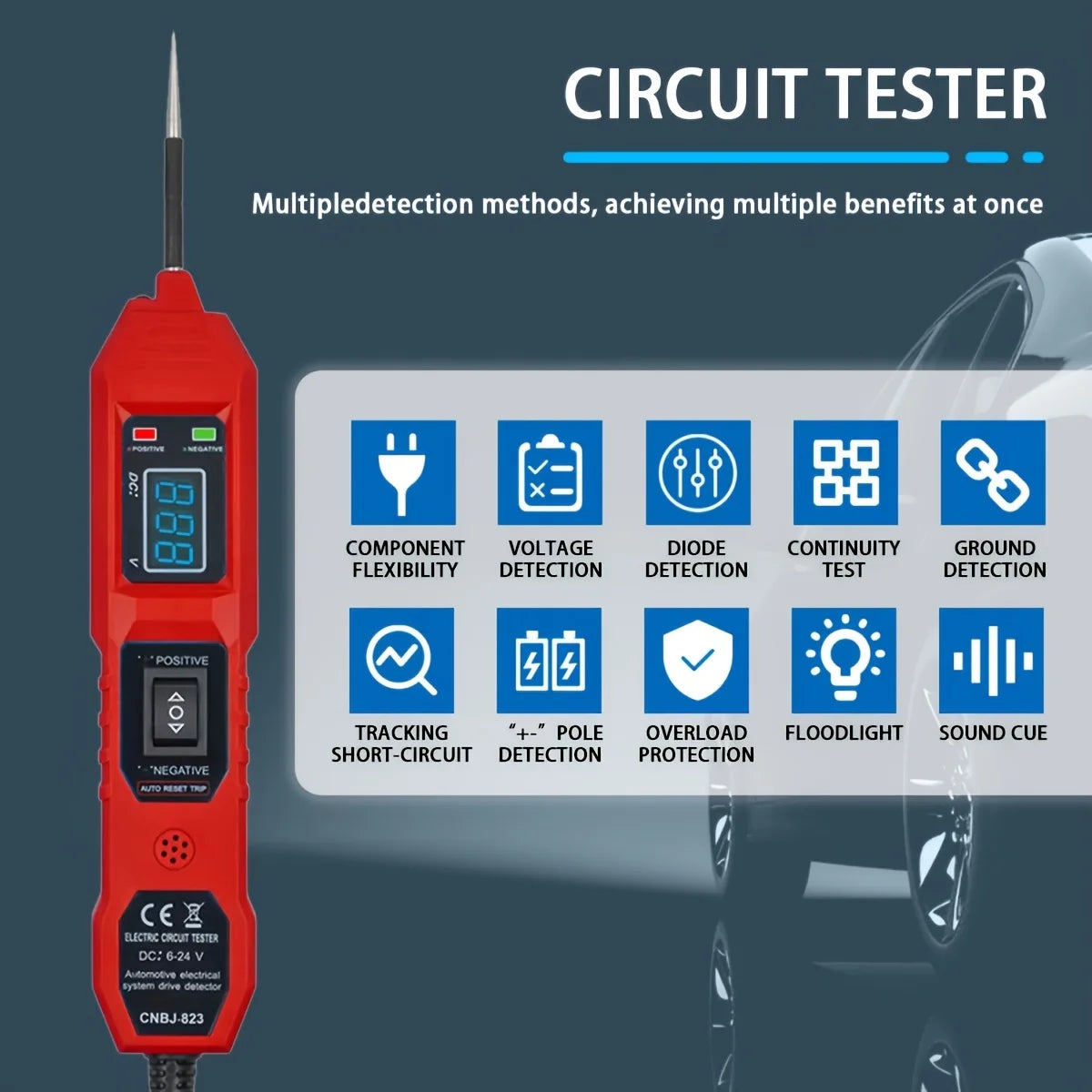 Pro Automotive Circuit Master - 3.5-36V Multifunctional Drive Tester with Digital Display, Short Circuit Detector