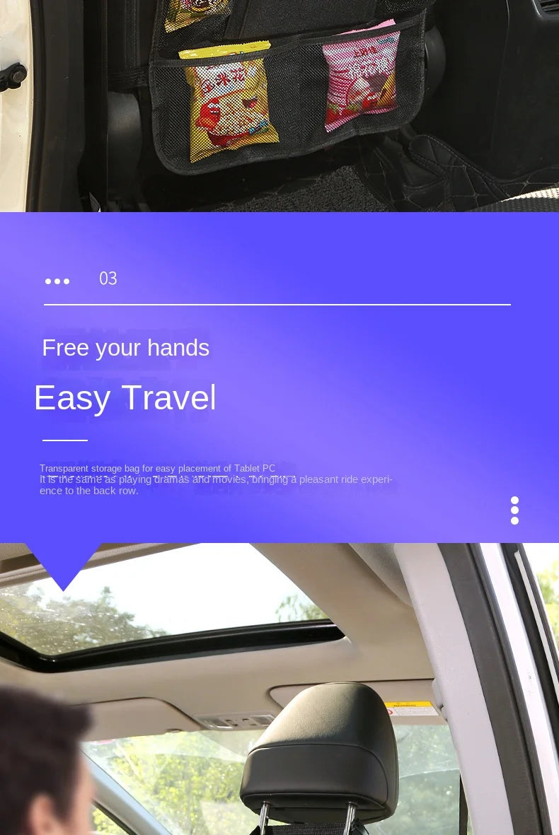 Seat Back Organizer with Tablet Holder and Storage Pockets