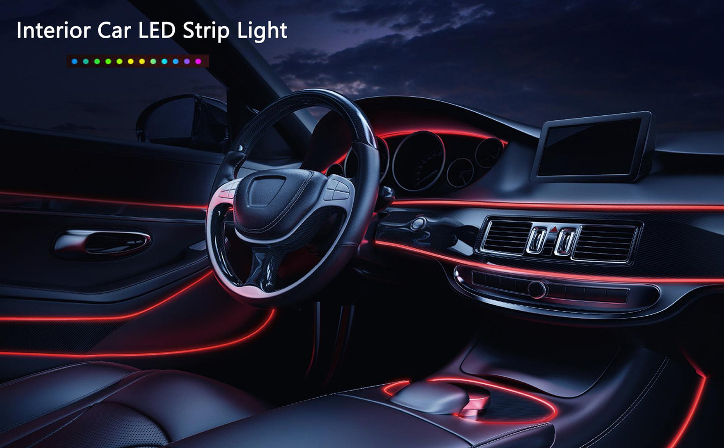 5M Car Interior Led Strip Light Neon EL Wiring Decorative Lamp For Auto DIY Flexible Ambient Light USB Party Atmosphere Diode