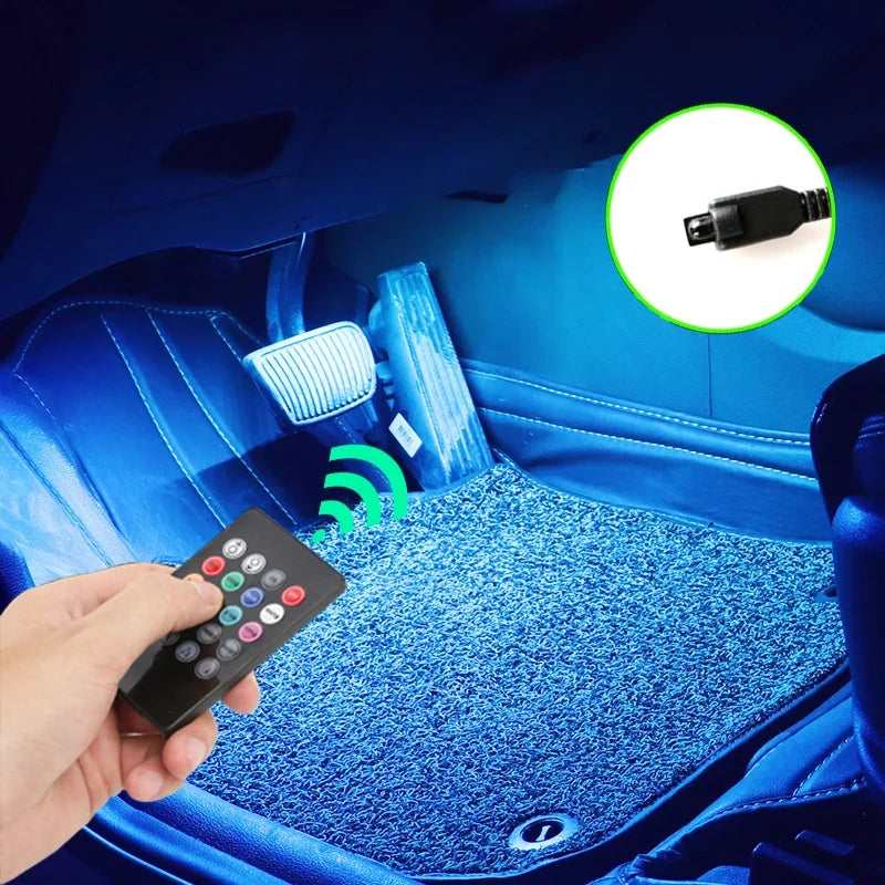 RGB LED Car Ambient Light Strip Kit – App &amp; Remote Music Sync Interior Lighting