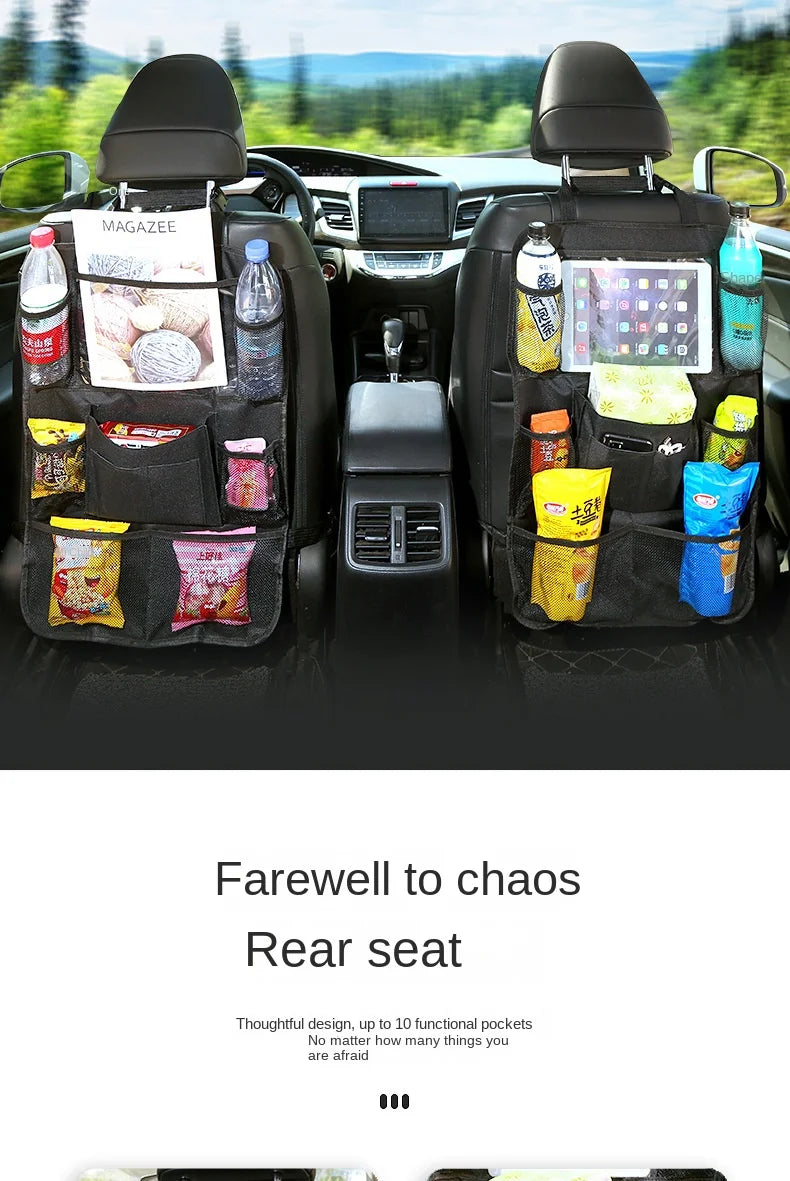 Seat Back Organizer with Tablet Holder and Storage Pockets
