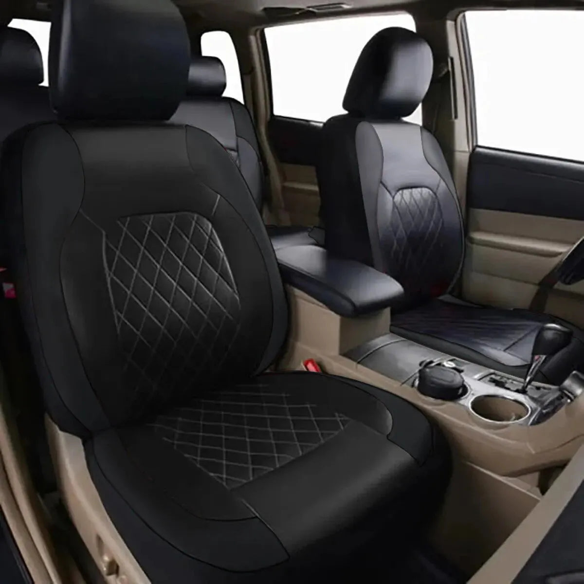 All-Season PU Leather Car Seat Cover Waterproof Universal Fit Sedan SUV Truck Full Protection