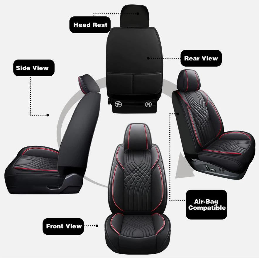 The Complete Set Of Car Interior Accessories For Car Seat Covers Is Suitable For Dodge Leather Car Seat Cover Protectors, 5-Seat Complete Front And Rear Cushions