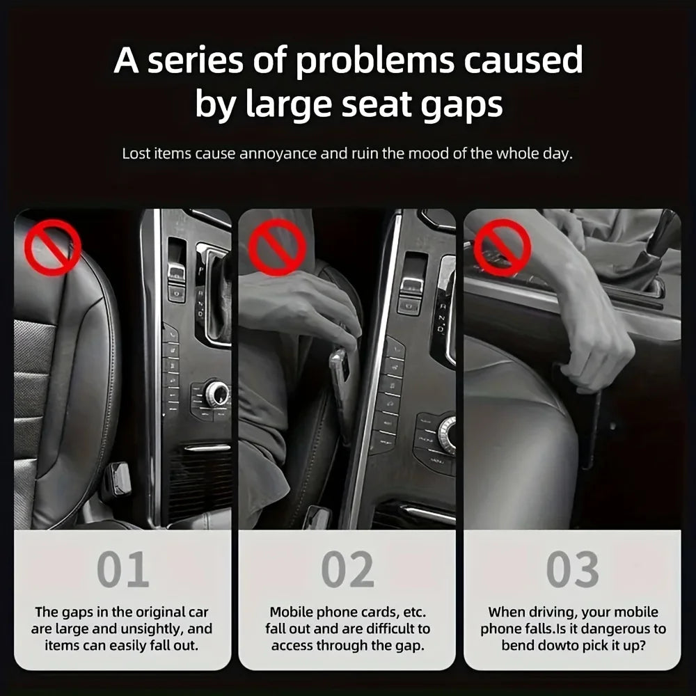 Seat Gap Filler Organizer Pu Waterproof Car Seat Gap Plug Strip