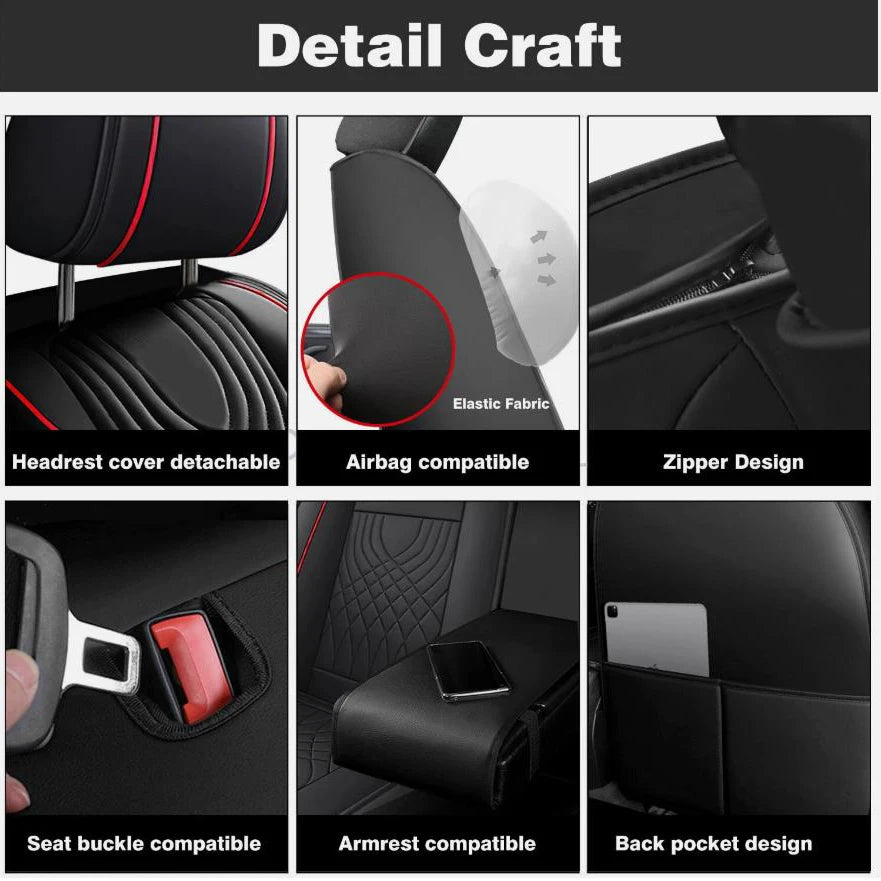 The Complete Set Of Car Interior Accessories For Car Seat Covers Is Suitable For Dodge Leather Car Seat Cover Protectors, 5-Seat Complete Front And Rear Cushions
