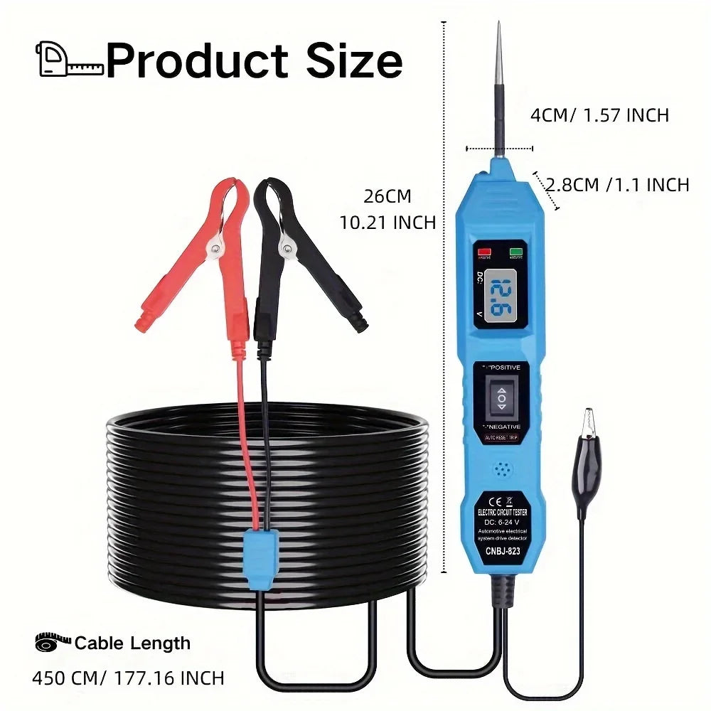Pro Automotive Circuit Master - 3.5-36V Multifunctional Drive Tester with Digital Display, Short Circuit Detector