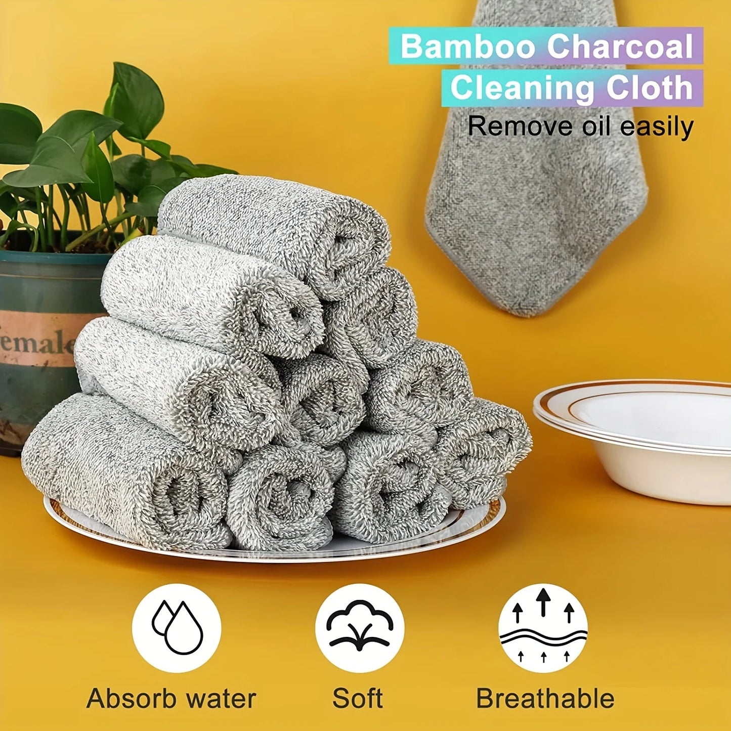10 Pcs High-Quality Microfiber Cloths, 9.8 Inch, for Deep Cleaning Kitchen, Polishing Cars, Drying Dishes, Streak-Free Finish