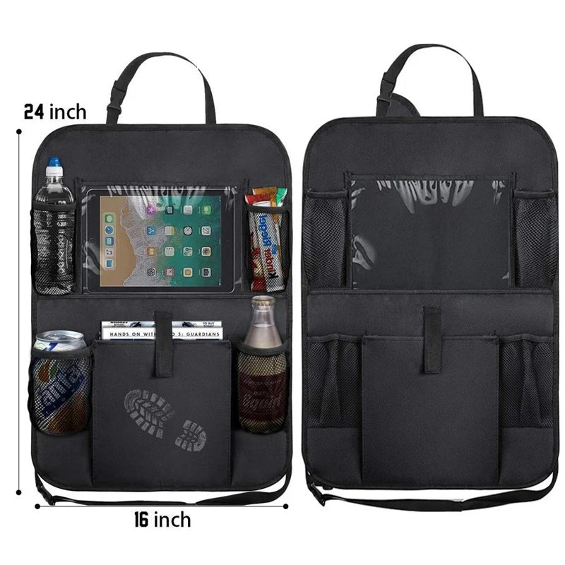 Seat Back Organizer with Tablet Holder and Storage Pockets