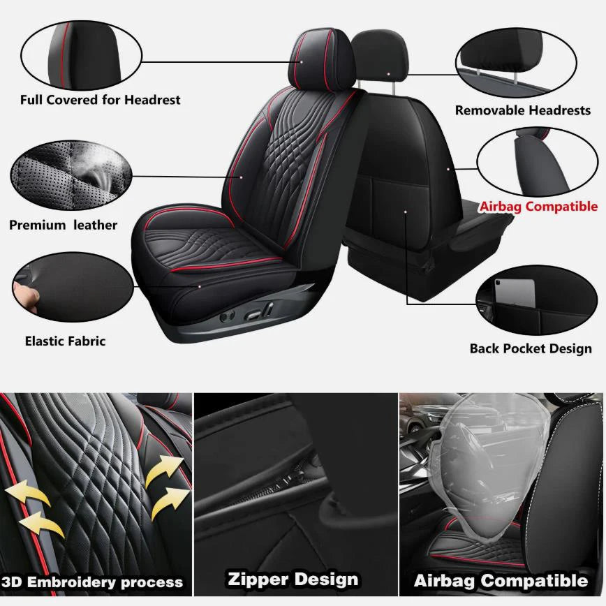 The Complete Set Of Car Interior Accessories For Car Seat Covers Is Suitable For Dodge Leather Car Seat Cover Protectors, 5-Seat Complete Front And Rear Cushions