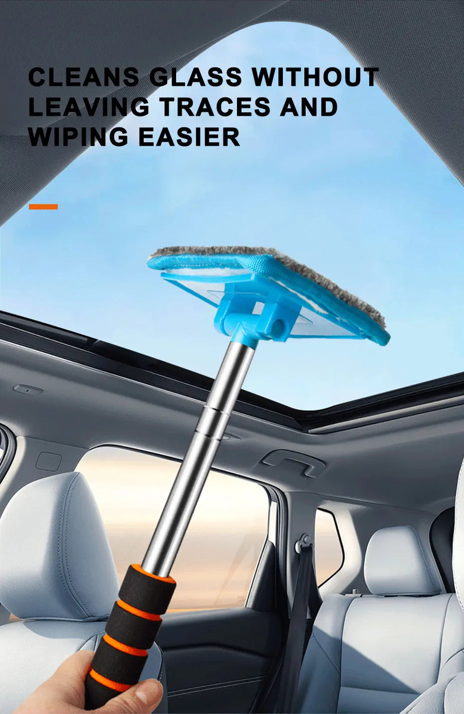 SEA-METAL Windshield Cleaning Brush Extendable Glass Defogger Dust Remover