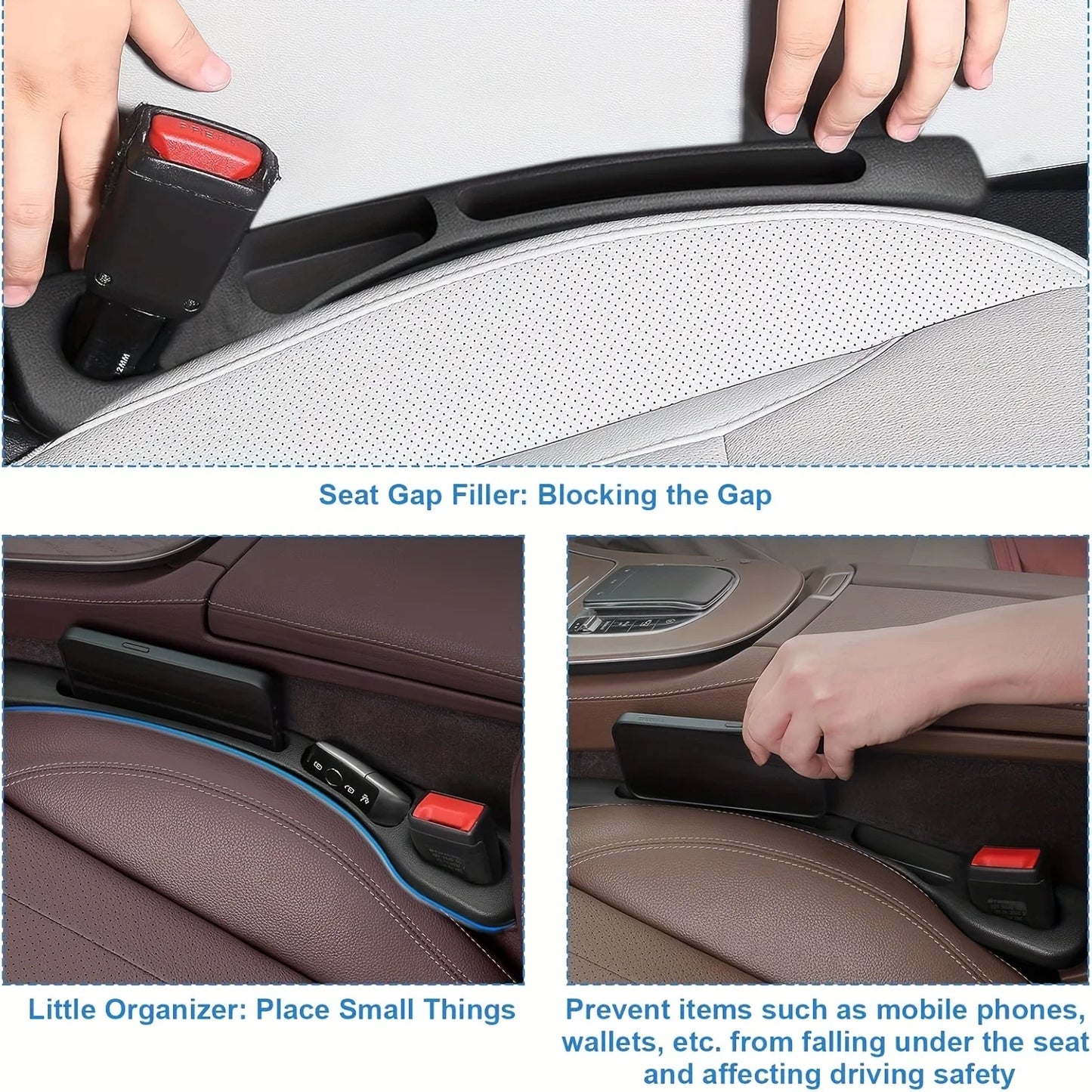 Seat Gap Filler Organizer Pu Waterproof Car Seat Gap Plug Strip